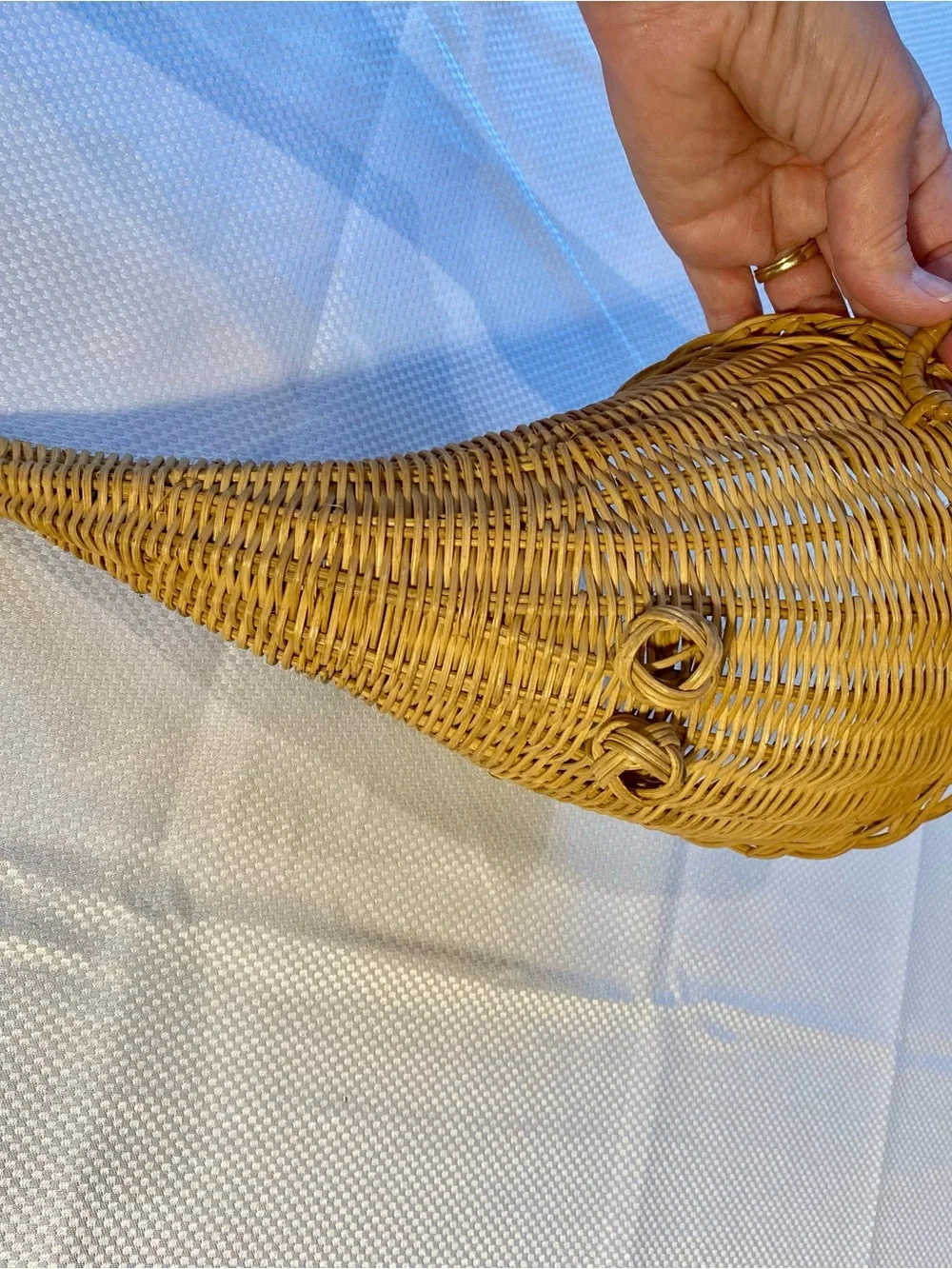 Woven Cornucopia Basket - Natural Brown Fall Thanksgiving Decor